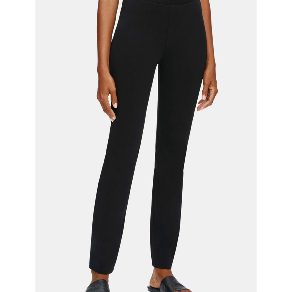 Eileen Fisher System Stretch Ponte Slim Pant Black Ankle L Large Luxury Career